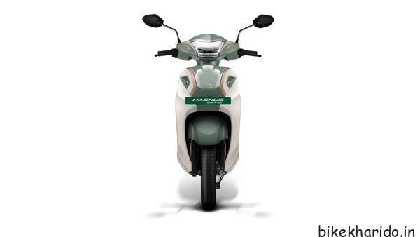 Ampere Magnus Grand electric scooter front view in dual-tone color