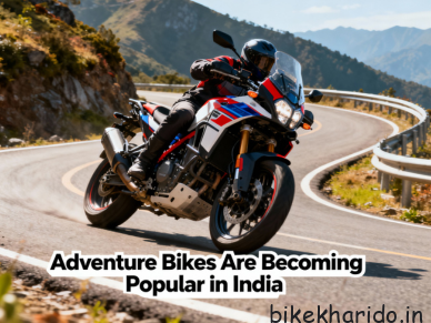 Adventure bike on mountain road